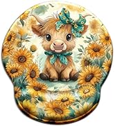 Mouse Pad with Wrist Rest, Highland Cow Sunflower Ergonomic Mousepad Wrist Support for Desk, Cute...