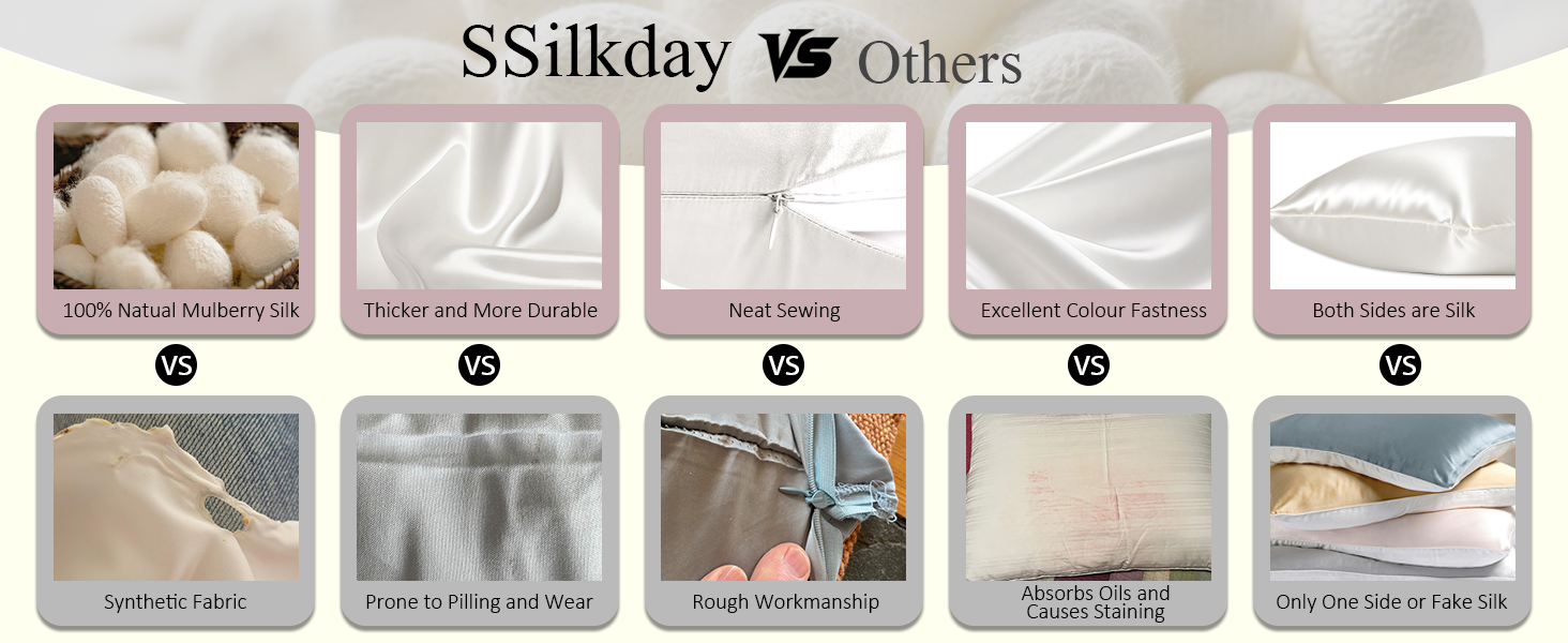 Mulberry Silk Pillow Cases Cooling Pillow Cases Silk Satin Pillowcase for Hair and Skin