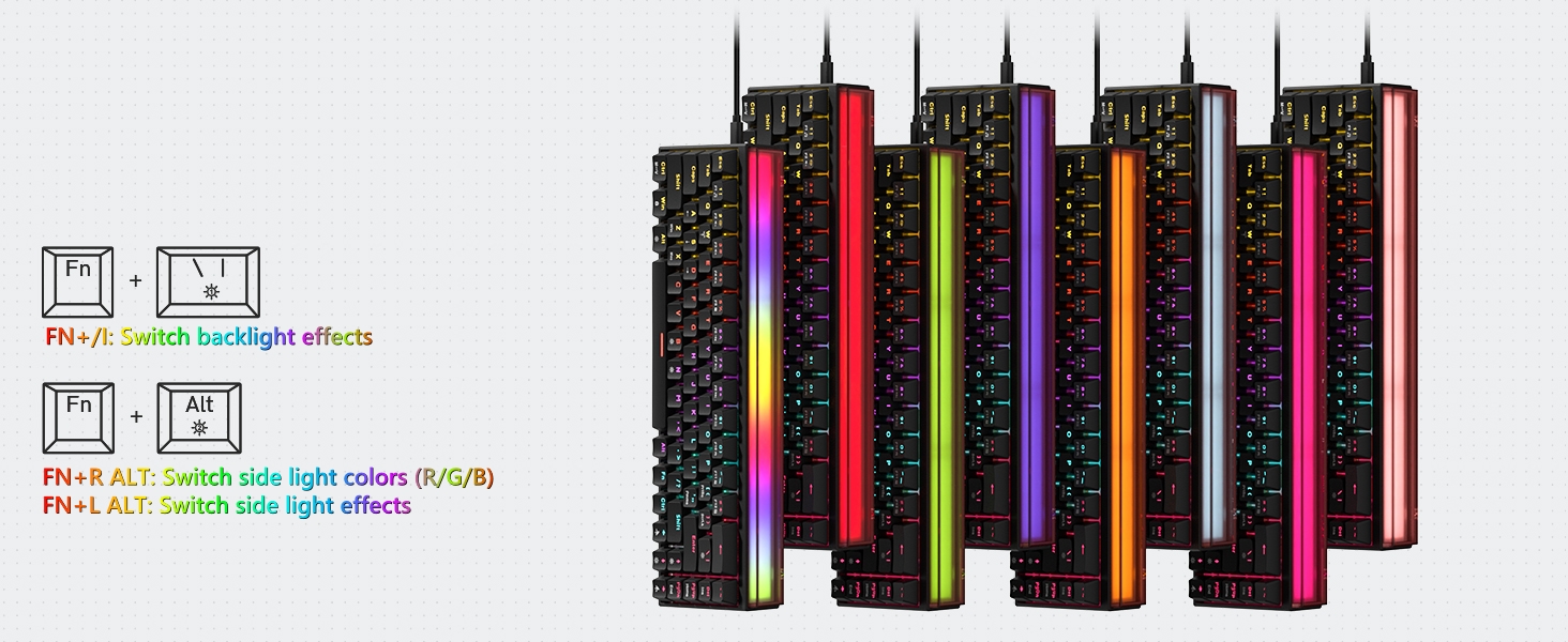 60% Gaming Keyboard with Light Box, Wired RGB Backlit Mechanical Keyboard with MCA Keycaps