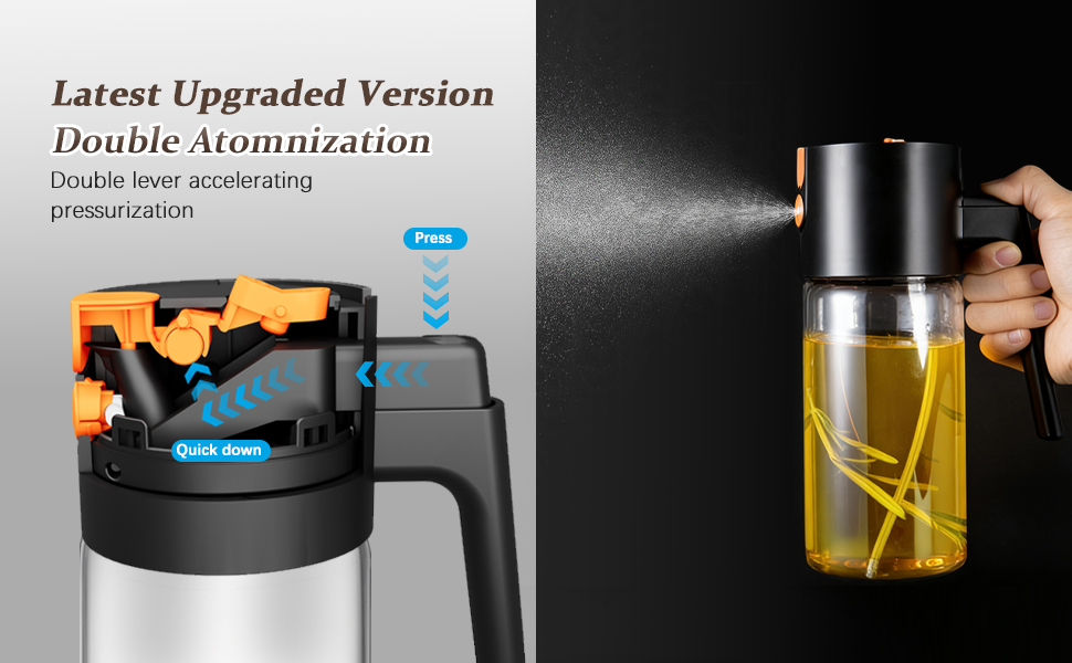cooking oil dispenser, oil sprayer, oil spray bottle. 2 in 1 glass oil sprayer &amp;amp; dispenser