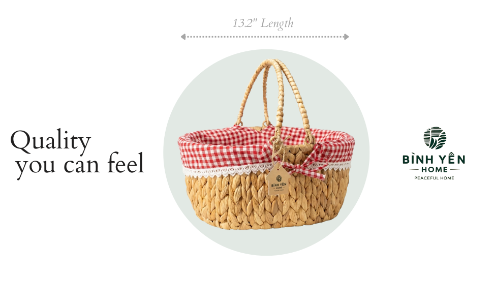 BINH YEN HOME plaid red picnic basket