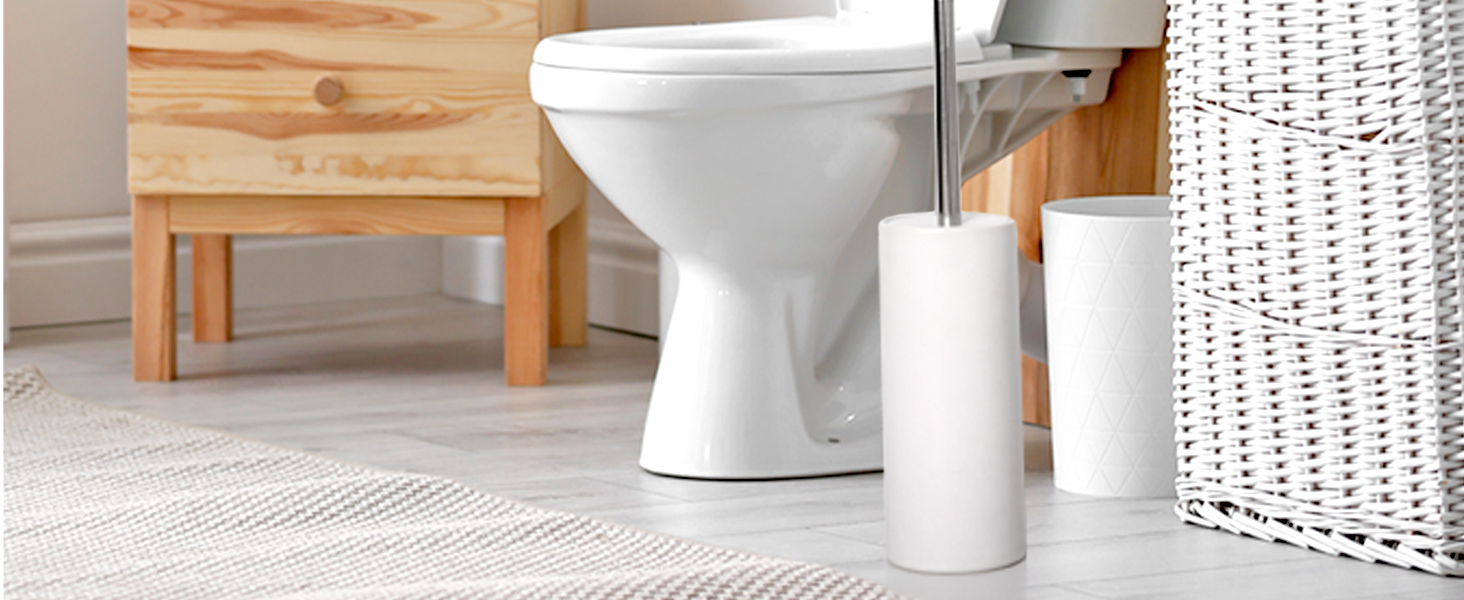 Anti-Odor White Ceramic Toilet Bruhs and Holder set for bathroom