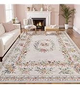 Joydeco Floral Bow Pink Rug for Bedroom, Washable 9x12 Area Rug for Girls Nursery Playroom, Ultra...