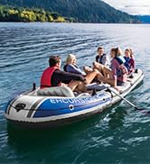 Intex Excursion 5 Person Inflatable Boat, Water Fishing River Raft Set w/ Oars - Large 1,300 Lb C...