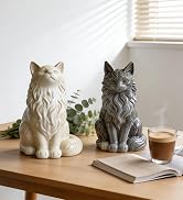 2 PCS Cat Silicone Molds,3D Sitting Maine Coon Cat Silicone Candle Mold Cute Animal Fondant Choco...