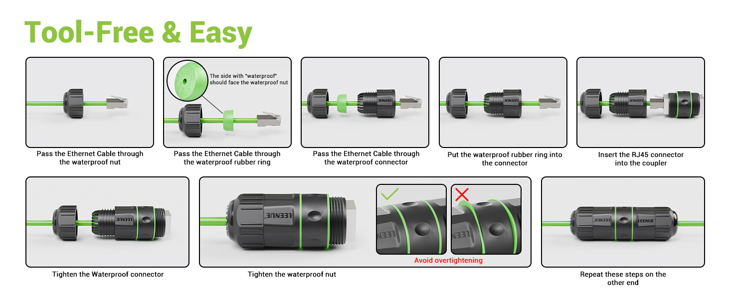 LEENUE Waterproof rj45 Coupler Cat7