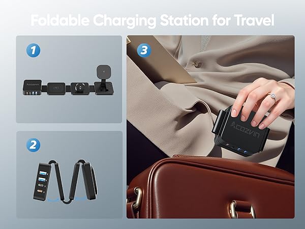 Wireless Charging Station for Apple Devices, Foldable Magnetic Wireless Charger