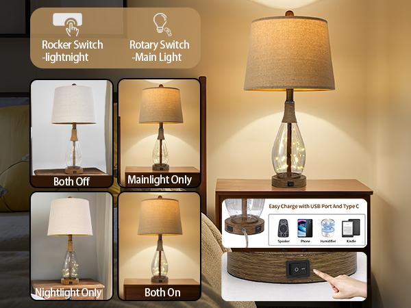  Farmhouse Table Lamp Set of 2