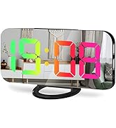 Miowachi Digital Alarm Clock for Bedrooms,RGB Colorful Display, Snooze, USB Charging,Dynamic Colo...