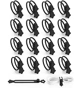 16 Pack Silicone Cable Ties, Reusable Star Design Cord Organizer Straps With 2 Binding Methos, Du...