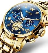 OLEVS Mens Watches Chronograph Watch Luxury Dress Stainless Steel Waterproof Watches for Men Moon...