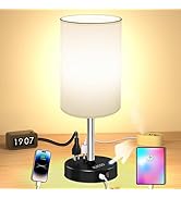 Small Bedside Table Lamp for Bedroom, Touch Nightstand Lamps with USB C + USB Ports and Two 3-Pro...