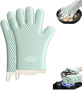 Heat Resistant Silicone Oven Mitts 800F - Waterproof Non-Slip Thicken Grilling Gloves, Kitchen Mu...