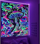 Blacklight Mushroom Tapestry