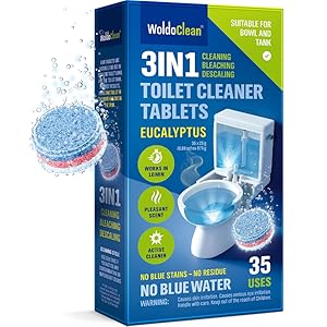 WoldoClean toilet cleaner tablets for bowl and tank 3-in-1 cleaning, descaling