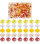 PH PandaHall 500pcs Crystal Glass Beads, 6mm Orange Faceted Beads Fall Yellow Loose Beads Spacers...