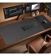HAUTOCO Cork Desk Mat 48''x19.7'', Distressed PU Leather &amp; Cloth Desk Pad | Waterproof, Non-Slip,...