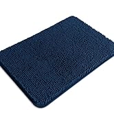 PureSwan Navy Blue Bathroom Rugs – Absorbent and Washable Bath Mat, Non-Slip, Thick Soft Chenille...