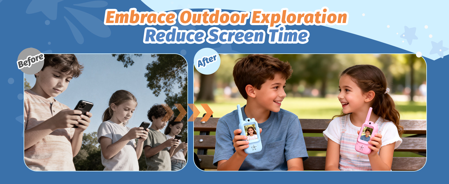 2 pack rechargeable walkie talkies for kids ages 3-12 with video calling