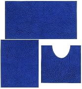 AINAHYVA Bathroom Rugs Chenille Bath mat 3 Piece Set, Super Absorbent, Strong PVC Non Slip Backin...