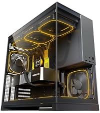 Geometric Future Model 3 Panoramic Tempered Glass Dual Chamber Micro-ATX Tower PC Case, 5 Pre-Instal...