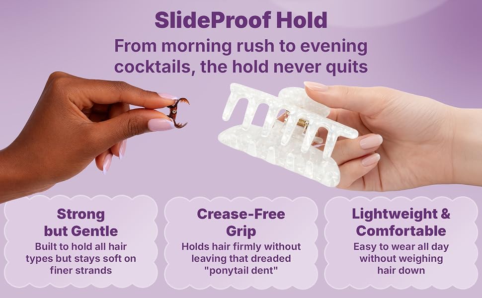 Goody hair clips strong ut gentle, crease-free grip, durable and the hold never quits.