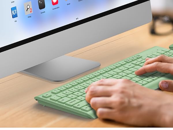 Wireless Keyboard and Mouse Combo, Full Size Silent Ergonomic Keyboard Mouse