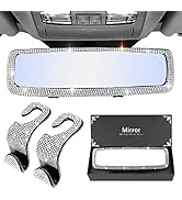 DRAMLOR Bling Rear View Mirror Accessories with 2 PCS Car Seat Hooks for Headrest, Universal Blin...