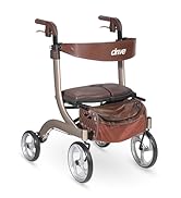 Drive Medical RTL10266CH-HS Nitro DLX Foldable Rollator Walker with Seat, Champagne (Brown)