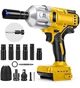 1000Nm Cordless Impact Wrench for Dewalt 20V Max Battery, 1/2 inch Brushless High Torque Electric...