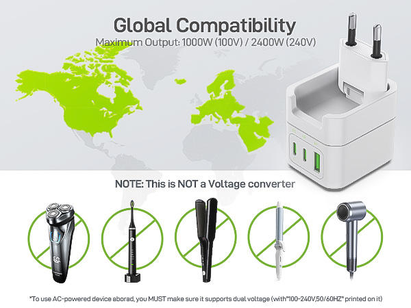 european travel plug adapter charger travel essentials for men women girl portable type c charger