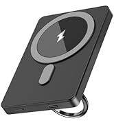 Power Bank, Portable Charger with USB-C Braided Cable-0.5" Slim,for MagSafe Charger Card-Size Mag...