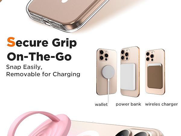 magnetic pop socket for iphone, best magnetic phone grip, brown finger loop, casely ring