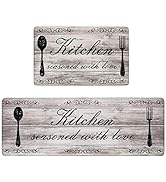 Pauwer Anti Fatigue Kitchen Mat Set of 2 Non Slip Kitchen Rugs and Mats Farmhouse Waterproof Memo...