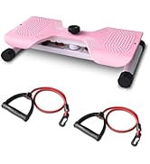 Waist Twister Machine with Resistance Bands, Noiseless Core &amp; Belly Fat Workout Twist Board, Non-...