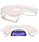 Arm Rest for Nails Tech Upgraded 10° Inclined, U-Shaped Manicure Nail Arm Rest Stand, Pink Nail A...