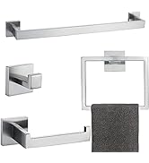 Brushed 4-Piece Bathroom Hardware Set Premium Stainless Steel Bath Towel Bar Sets Wall Mounted Sq...