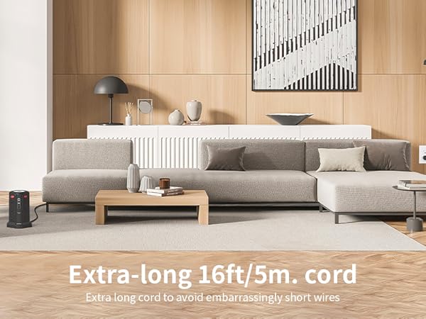 Surge Protector Power Strip Tower with 4 USB Ports and Night Light 16FT Extension Cord