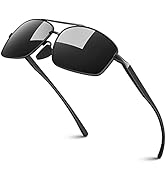 Sunier Ultra Lightweight Rectangular Polarized Sunglasses Men Womens,Aluminum-Magnesium Frame wit...