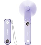 SWEETFULL Portable Handheld Mini Fan with LED Display, 3-in-1 Personal Foldable USB Rechargeable ...