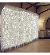 TORCHSTAR 9.8FT × 9.8FT Window Curtain Light, Extendable String Light Kit, Pure White, 8 Modes Ou...