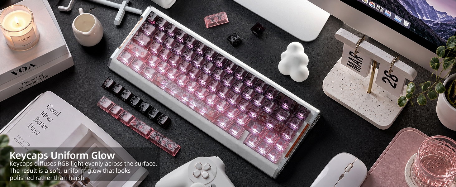 Clear Keycaps, Translucent Keycaps Set Keyboard Caps Cherry Profile,Custom Shine through Keycaps