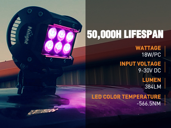 4Inch LED Light Pods Purple Spot Beam Driving Decoration Neon Light Bar