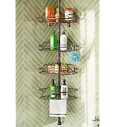 HAMITOR Corner Shower Caddy Tension Pole: 4-Tier Rust-Resistant Adjustable Bathroom Organizer She...