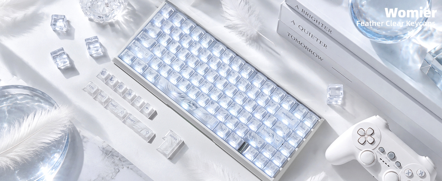 Clear Keycaps, Shine-Through Keycaps, Jelly Keycaps Cherry Profile Keycaps for Mechanical Keyboard