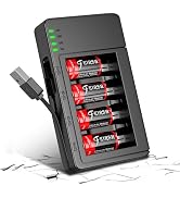heclynis 123A Rechargeable Batteries, 8 Pack with Charger Rechargeable Batteries and Charger for ...
