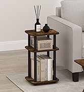 Furinno JUST Side Table, 3-Tier Turn-N-Tube End Table with Open Shelf, Round Curve Corner Night S...