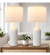 22.5" White Modern Table Lamps Set of 2 for Living Room Bedroom, Farmhouse Vintage Bedside Table ...