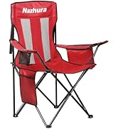 Nazhura 2 Pack Folding Camping Chair with Cooler Pouch, Mesh Backrest and Cup Holder Pocket (Red,...