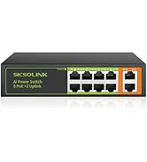 SICSOLINK AI Smart 10 Ports PoE+ Switch,2 Uplink,802.3af/at,120W Total Power, 100Mbps,Extend to 2...